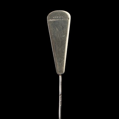 Lot 21 - A Double-Ended Silver Scoop, Probe, Caustic Holder, and Trocar & Cannula