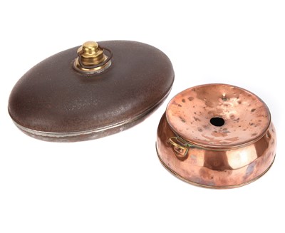 Lot 83 - An English Copper Spittoon & Iron Hot Water Bottle