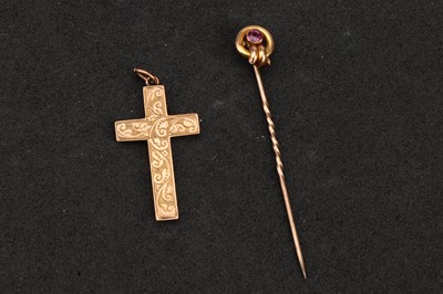 Lot 137 - A 9 ct Gold Ruby Stick Pin