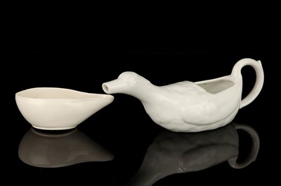 Lot 96 - A French Porcelain Feeding Cup & Pottery Pap Boat