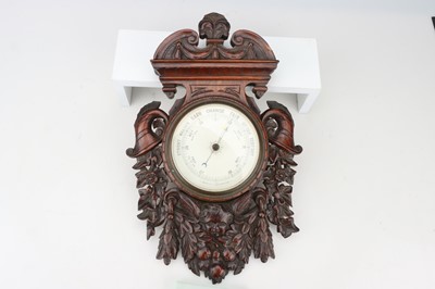 Lot 110 - Victorian Carved Oak Wall Borometer
