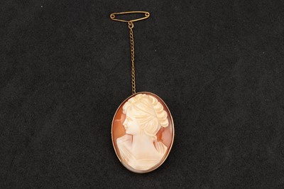 Lot 130 - A 9 ct Gold Mounted Shell Cameo Brooch