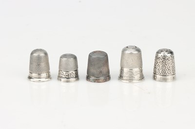 Lot 62 - A Group of Five Silver Thimbles