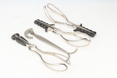 Lot 1 - Surgical Instruments, Three Pairs of Antique Obstetric Forceps etc