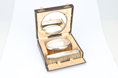 Lot 67 - A George V Silver Brush Set & Mirror