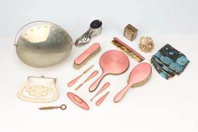 Lot 29 - An Early to Mid-Twentieth Century Pink Enamel Dressing Set