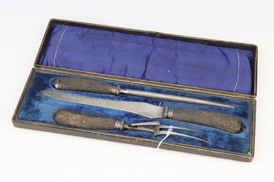 Lot 80 - A 19th Century Antler Handled Carving Set