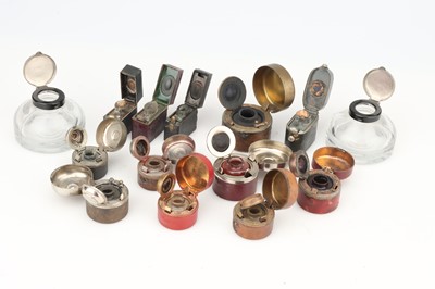 Lot 32 - An Assorted Collection of Mainly Leather Covered Travel Ink Wells