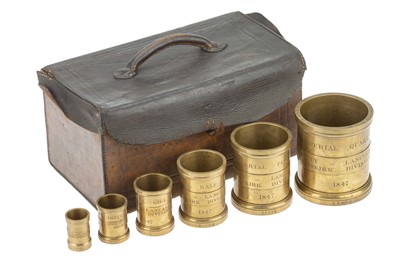 Lot 80 - A Mid Victorian Custom Inspectors Travelling Set of 6 Capacity Measures