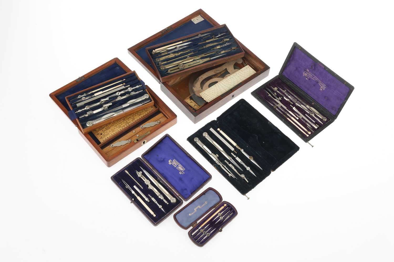 Lot 51 - Six Sets of drawing Instruments