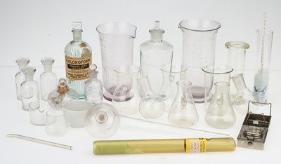 Lot 1 - A Small Group of Chemist's Glass Laboratory Equipment