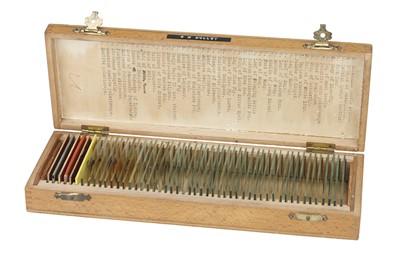 Lot 90 - A Vintage Beech Cased Set of Microscope Slides