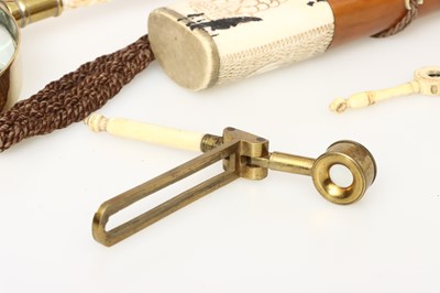 Lot 32 - A Library Glass, Two  Magnifying Glasses, Two Simple Microscopes