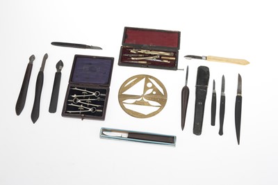 Lot 70 - Drawing Instruments, Erasers and Pen Knives etc
