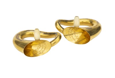 Lot 6 - Ear Trumpets ,A  Pair of Miniature Gilt Auricles by Rein