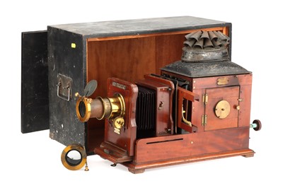 Lot 135 - Victorian Brass & Mahogany Magic Lantern
