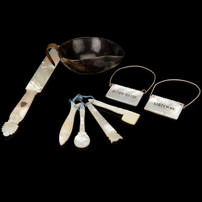 Lot 50 - A Pap Boat in Horn & Mother of Pearl Items