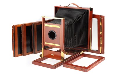 Lot 687 - A Large Brass & Mahogany 11x14 Camera