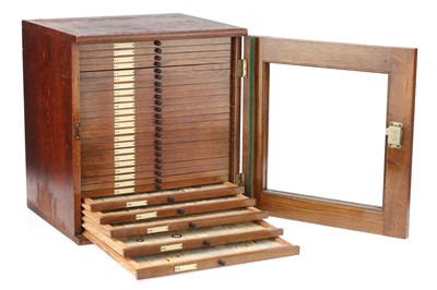 Lot 114 - A Microscope Slide Cabinet and Slides