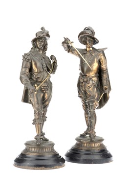 Lot 132 - Two Large Spelter Figures of Musketeers