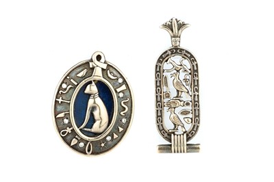 Lot 209 - Two Precious Yellow Metal Eygptian Pendants