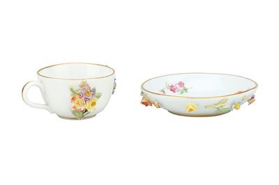 Lot 490 - 19th Century Meissen Floral Encrusted Miniature Cup and Saucer