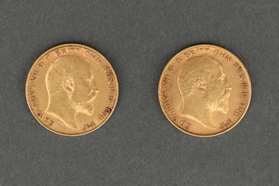 Lot 50 - Two Edward VII Gold Half Sovereign Coins