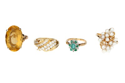 Lot 489 - A Group of Four 14 ct Gold Dress Rings
