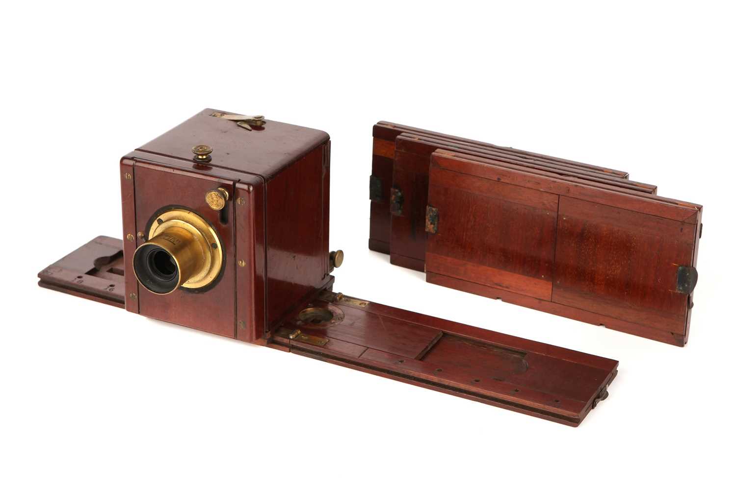 Lot 1311 - A C. T. Crouchton 2¾x3¼" Stereo Sliding Wet Plate Mahogany Camera
