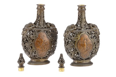 Lot 788 - Pair of Late Victorian Aesthetics Bronze Candlesticks