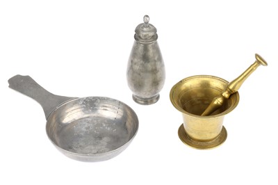 Lot 81 - A Pewter Bleeding Bowl and Feeding Bottle etc