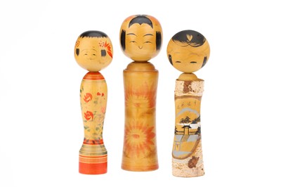 Lot 896 - Three  Kokeshi Dolls
