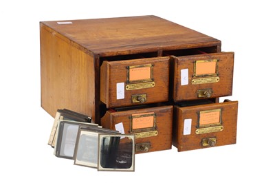 Lot 72 - Oak Cabinet of Magic Lantern Slides