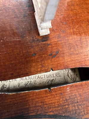 Lot 2 - A Wolff Bros violin, with two piece back 36cm