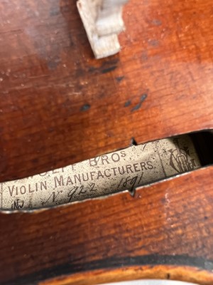 Lot 2 - A Wolff Bros violin, with two piece back 36cm