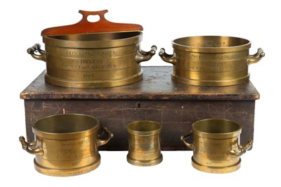 Lot 124 - St Helens, County of Lancaster, Part Set of 5 Victorian Imperial Standard Capacity Measures, 1867