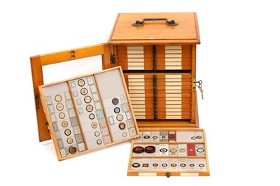 Lot 4 - A Large Polished Pine Cabinet of Microscope Slides