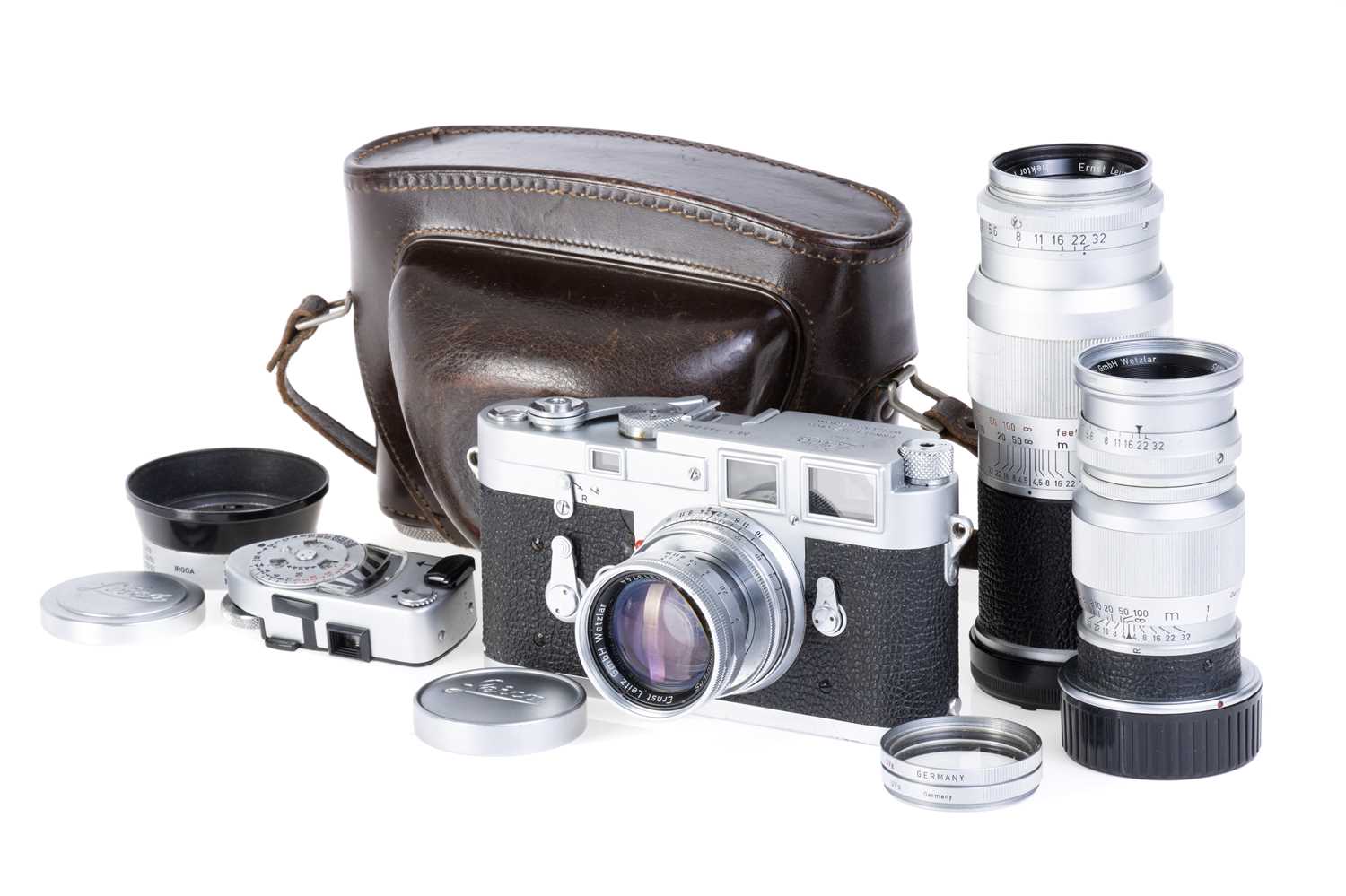 Lot 16 - A Leica M3 Rangefinder Camera Outfit