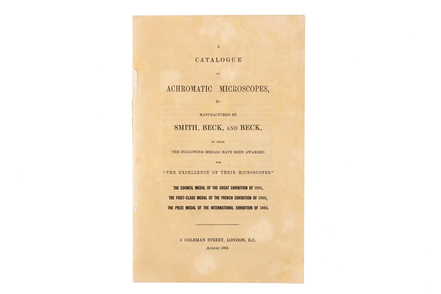 Lot 36 - Microscopy - First Ever Catalogue to mention Wenham's New Binocular Microscope