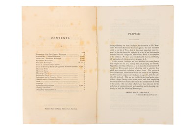 Lot 36 - Microscopy - First Ever Catalogue to mention Wenham's New Binocular Microscope