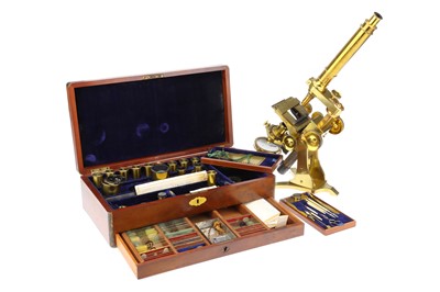 Lot 6 - A Large Victorian Binocular Microscope By Parkes, With Provenance