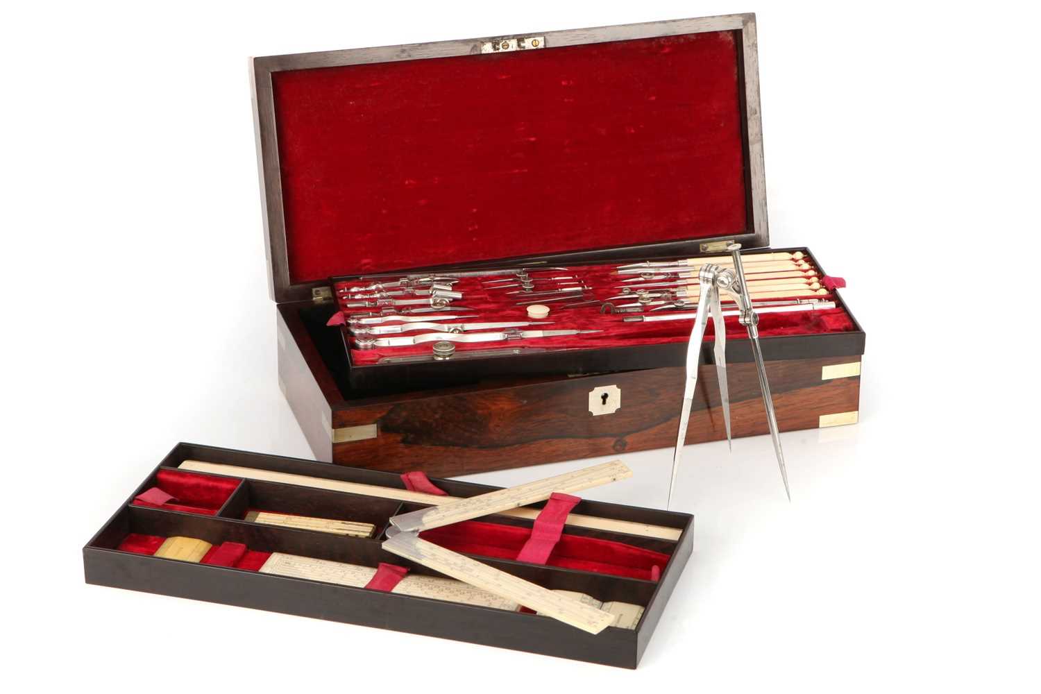 Lot 94 - An Extensive Set of Silver Drawing Instruments by William Elliott