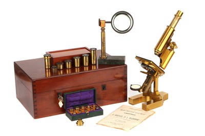 Lot 11 - A Large 19th Century French Compound Microscope Outfit