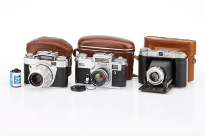 Lot 216 - A Kiev 4 35mm Rangefinder Camera and Other Cameras