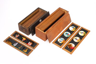 Lot 692 - 2 Cases of Mahogany Framed Magic Lantern Slides