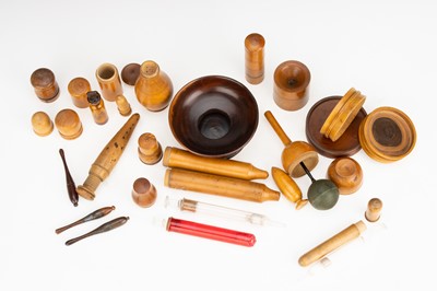Lot 54 - A Large Collection of Wooden Medical & Apothecary Items
