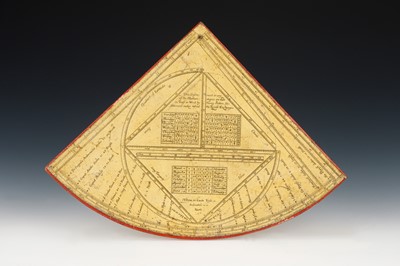 Lot 137 - A Rare English Georgian Wooden Horary Quadrant with Applied Printed Papers
