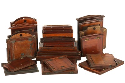 Lot 228 - A Collection of 24 Mahogany & Brass Wetplate Plate Holders
