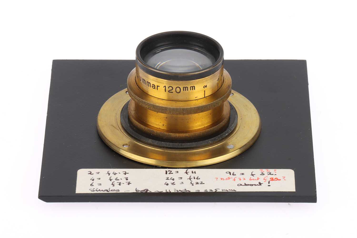 Lot 756 - A Leitz-Wetzlar Summar 120mm Brass Camera Lens