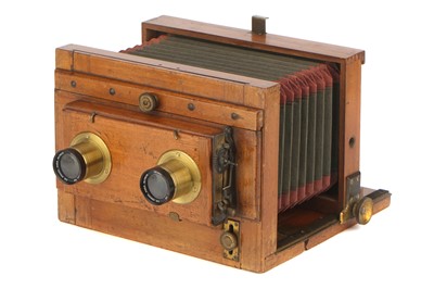 Lot 246 - An Unmarked Continental (French) Tailboard Stereo 3¼x6¾" Camera